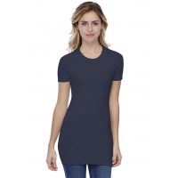 T-shirt long ras du cou doublé devant manches courtes en modal KATIA08