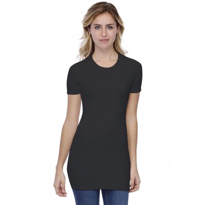 T-shirt long ras du cou doublé devant manches courtes en modal KATIA08