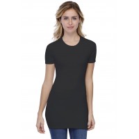 T-shirt long ras du cou doublé devant manches courtes en modal KATIA08