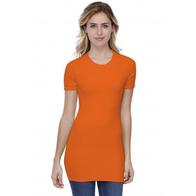 T-shirt long ras du cou doublé devant manches courtes en modal KATIA08