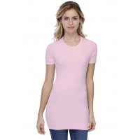 T-shirt long ras du cou doublé devant manches courtes en modal KATIA08