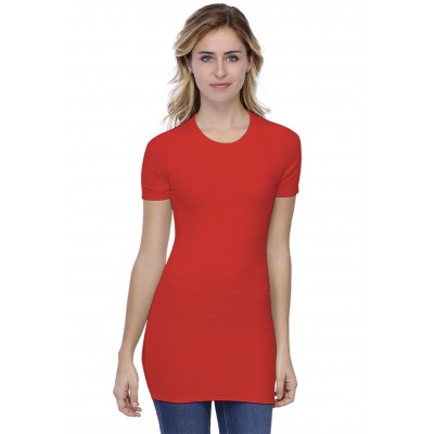 T-shirt long ras du cou doublé devant manches courtes en modal KATIA08