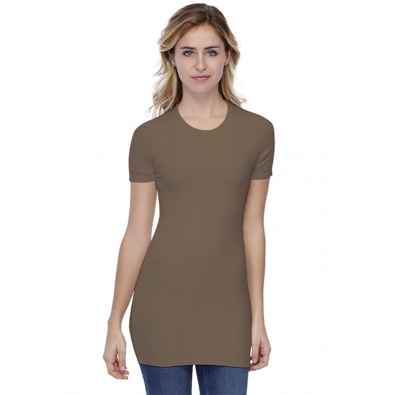 T-shirt long ras du cou doublé devant manches courtes en modal KATIA08 T-shirt long ras du cou doublé devant manches courtes en modal KATIA08