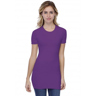 T-shirt long ras du cou doublé devant manches courtes en modal KATIA08
