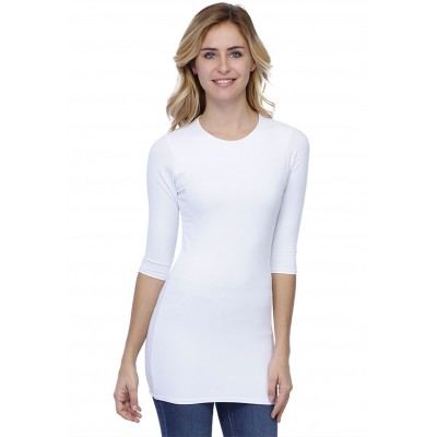 T-shirt long ras du cou doublé devant manches 3-4 en modal KATIA09