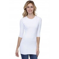 T-shirt long ras du cou doublé devant manches 3-4 en modal KATIA09