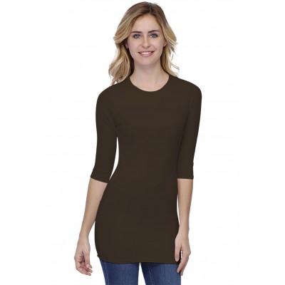 T-shirt long ras du cou doublé devant manches 3-4 en modal KATIA09