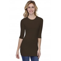T-shirt long ras du cou doublé devant manches 3-4 en modal KATIA09