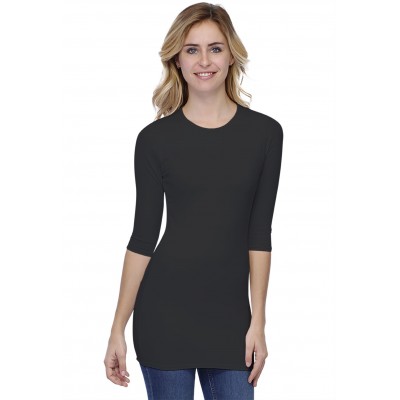 T-shirt long ras du cou doublé devant manches 3-4 en modal KATIA09
