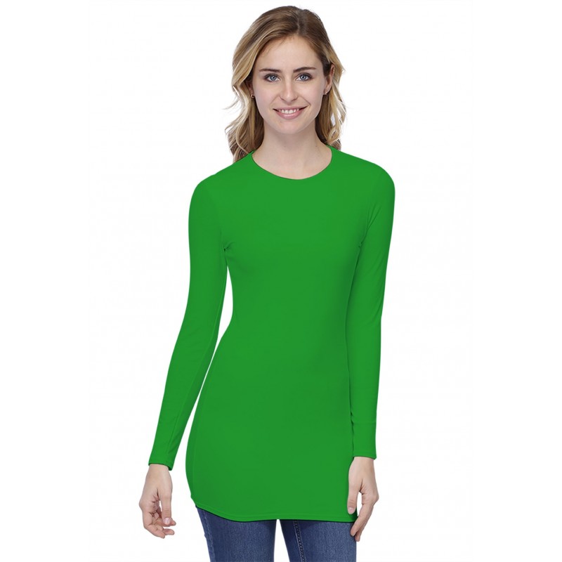 T-shirt long ras de cou doublé devant manches longues en modal KATIA10 T-shirt long ras de cou doublé devant manches longues en modal KATIA10
