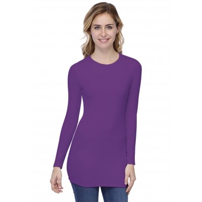 T-shirt long ras de cou doublé devant manches longues en modal KATIA10