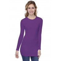 T-shirt long ras de cou doublé devant manches longues en modal KATIA10