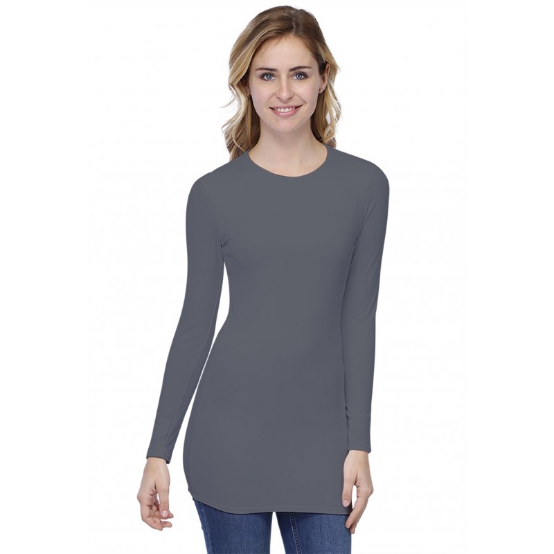 T-shirt long ras de cou doublé devant manches longues en modal KATIA10 T-shirt long ras de cou doublé devant manches longues en modal KATIA10