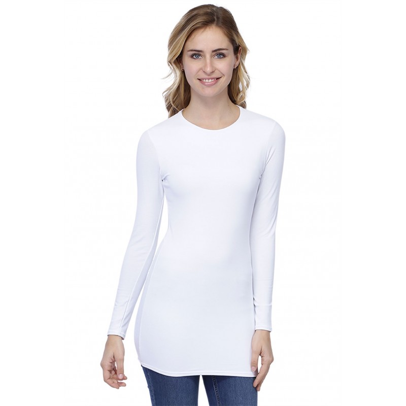 T-shirt long ras de cou doublé devant manches longues en modal KATIA10 T-shirt long ras de cou doublé devant manches longues en modal KATIA10