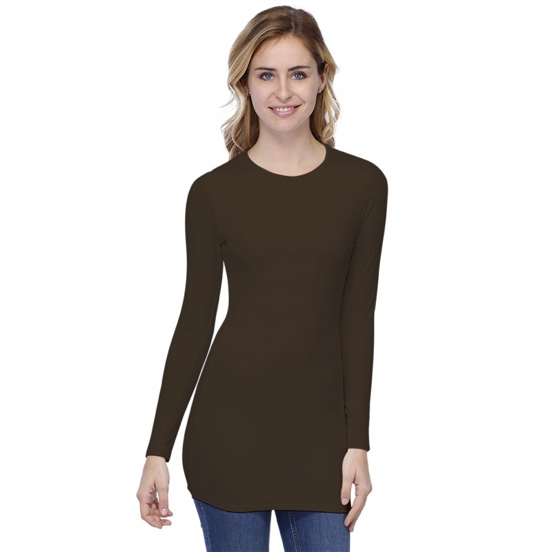 T-shirt long ras de cou doublé devant manches longues en modal KATIA10 T-shirt long ras de cou doublé devant manches longues en modal KATIA10