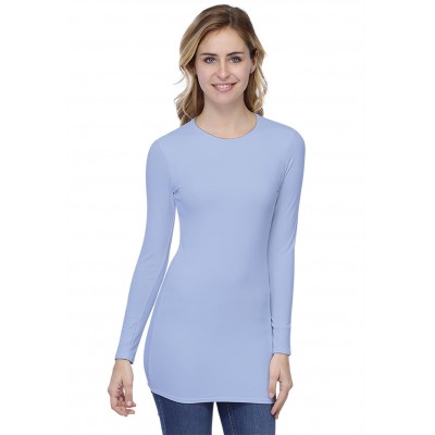 T-shirt long ras de cou doublé devant manches longues en modal KATIA10