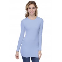 T-shirt long ras de cou doublé devant manches longues en modal KATIA10