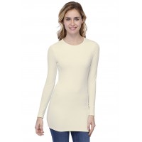 T-shirt long ras de cou doublé devant manches longues en modal KATIA10