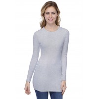 T-shirt long ras de cou doublé devant manches longues en modal KATIA10