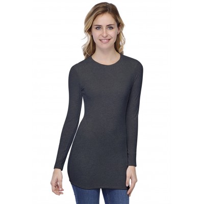 T-shirt long ras de cou doublé devant manches longues en modal KATIA10