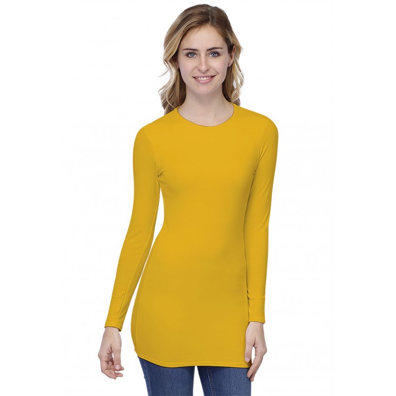 T-shirt long ras de cou doublé devant manches longues en modal KATIA10 T-shirt long ras de cou doublé devant manches longues en modal KATIA10