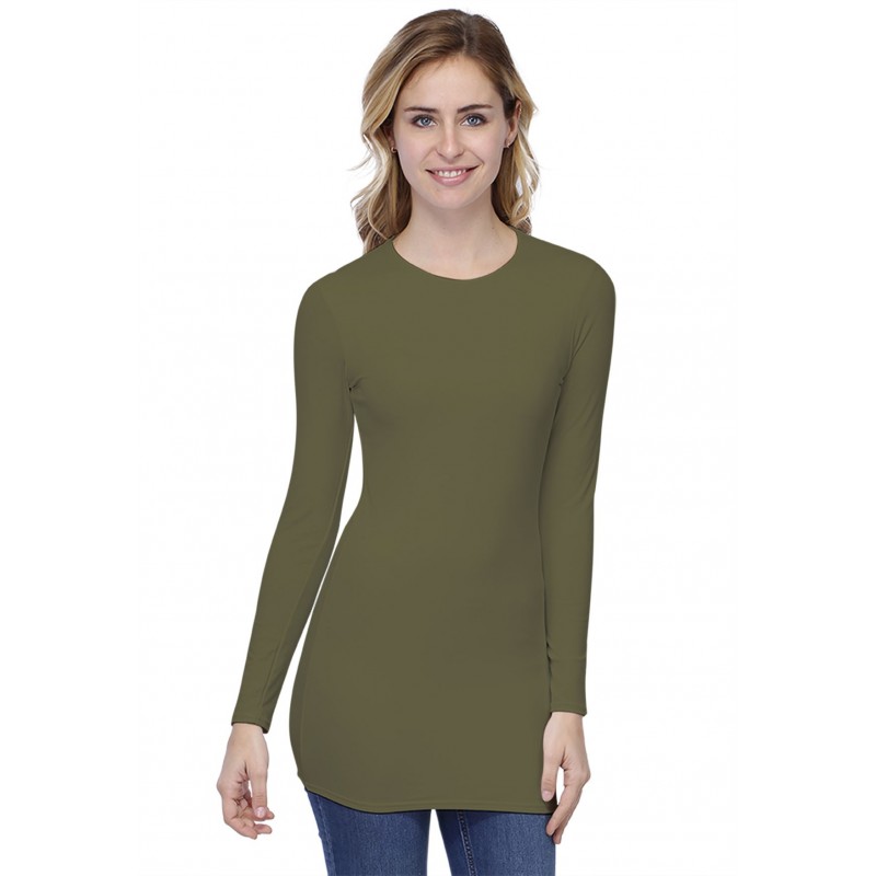 T-shirt long ras de cou doublé devant manches longues en modal KATIA10 T-shirt long ras de cou doublé devant manches longues en modal KATIA10
