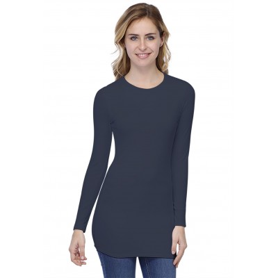 T-shirt long ras de cou doublé devant manches longues en modal KATIA10