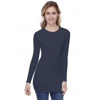 T-shirt long ras de cou doublé devant manches longues en modal KATIA10
