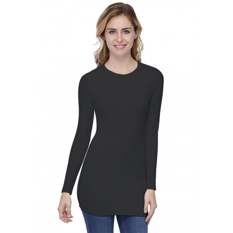 T-shirt long ras de cou doublé devant manches longues en modal KATIA10 T-shirt long ras de cou doublé devant manches longues en modal KATIA10