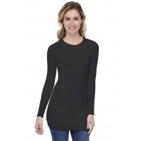 T-shirt long ras de cou doublé devant manches longues en modal KATIA10
