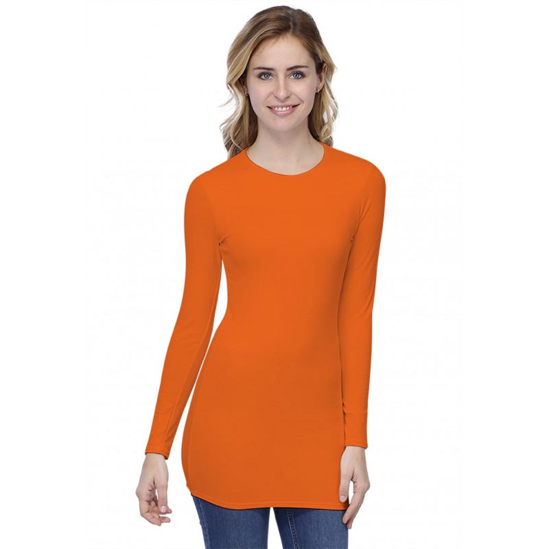 T-shirt long ras de cou doublé devant manches longues en modal KATIA10 T-shirt long ras de cou doublé devant manches longues en modal KATIA10