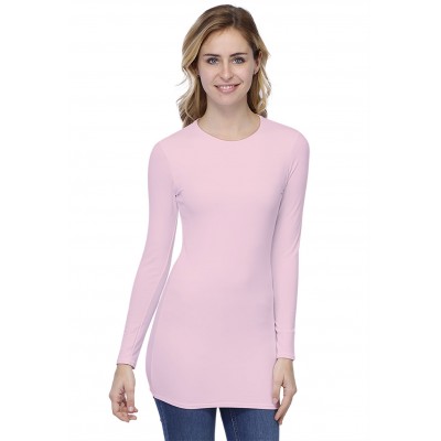 T-shirt long ras de cou doublé devant manches longues en modal KATIA10