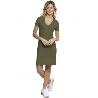 Robe col V doublée devant manches courtes en modal SYLVIA18