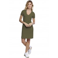 Robe col V doublée devant manches courtes en modal SYLVIA18