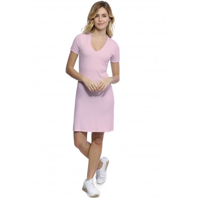 Robe col V doublée devant manches courtes en modal SYLVIA18