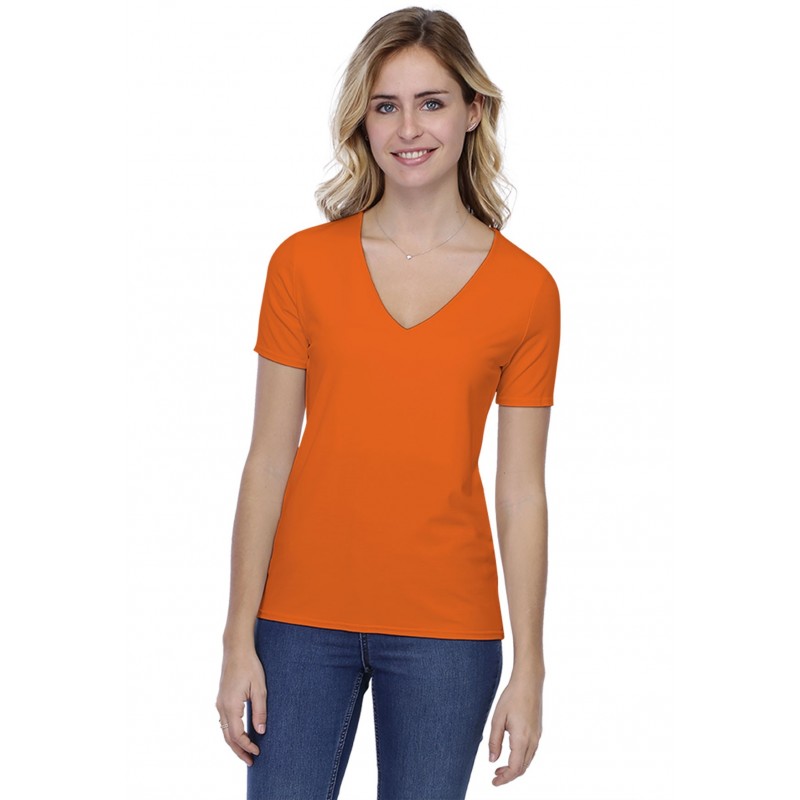 T-shirt coupe droite col V doublé devant manches courtes en modal BAY03 T-shirt coupe droite col V doublé devant manches courtes en modal BAY03