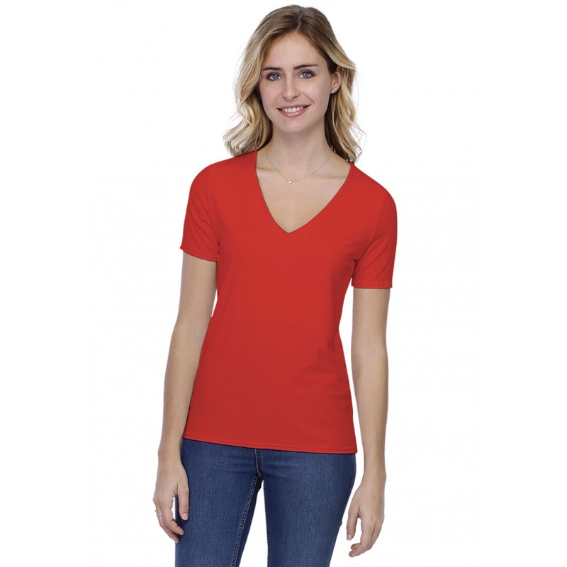 T-shirt coupe droite col V doublé devant manches courtes en modal BAY03 T-shirt coupe droite col V doublé devant manches courtes en modal BAY03