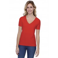 T-shirt coupe droite col V doublé devant manches courtes en modal BAY03