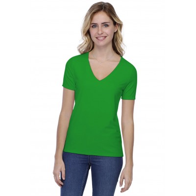T-shirt coupe droite col V doublé devant manches courtes en modal BAY03