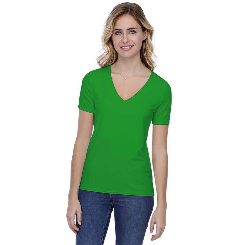 T-shirt coupe droite col V doublé devant manches courtes en modal BAY03 T-shirt coupe droite col V doublé devant manches courtes en modal BAY03