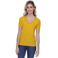 T-shirt coupe droite col V doublé devant manches courtes en modal BAY03