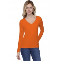 T-shirt coupe droite col V doublé devant manches longues en modal BAY05