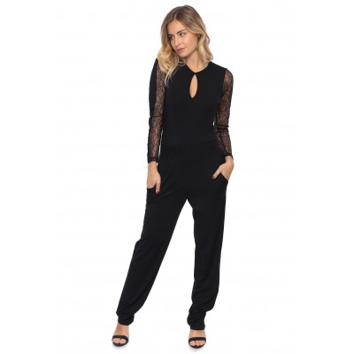 Combinaison pantalon dos en dentelle LUCILLE