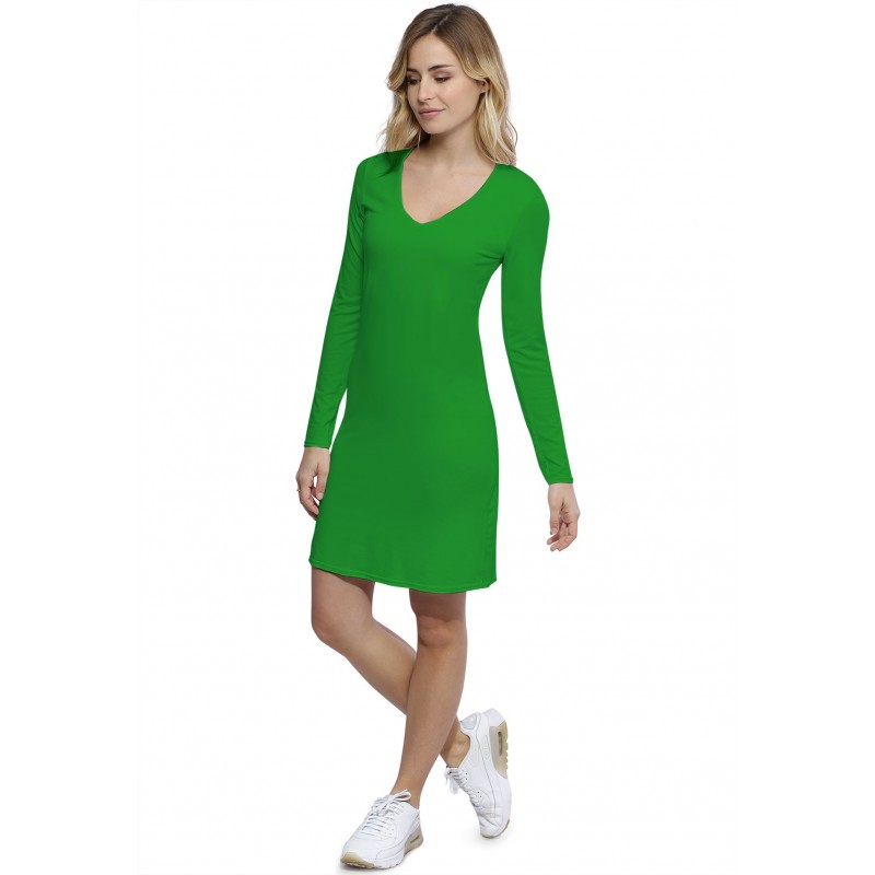 Robe col V doublée devant manches longues en modal SYLVIA20 Robe col V doublée devant manches longues en modal SYLVIA20