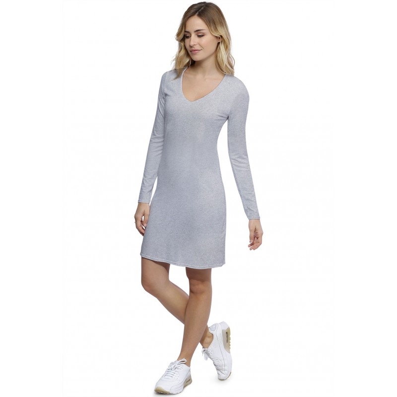 Robe col V doublée devant manches longues en modal SYLVIA20 Robe col V doublée devant manches longues en modal SYLVIA20