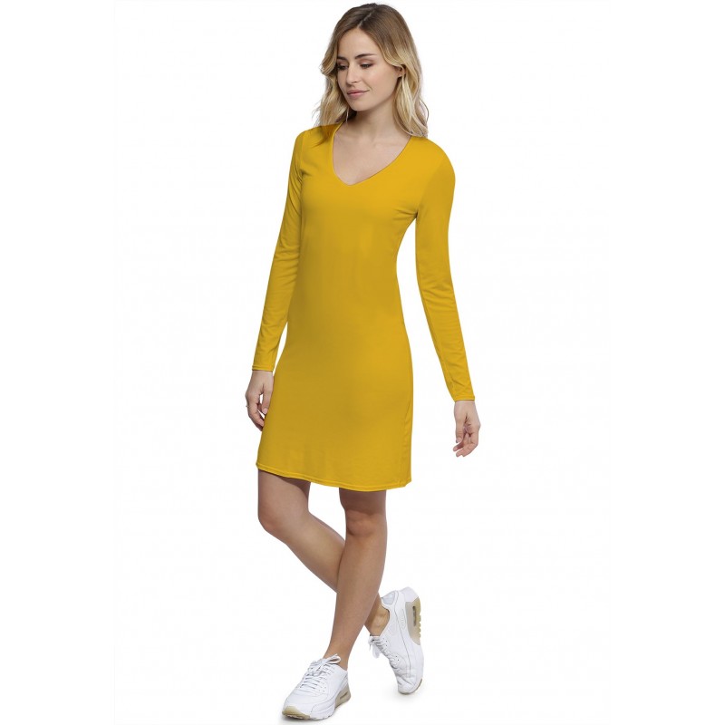 Robe col V doublée devant manches longues en modal SYLVIA20 Robe col V doublée devant manches longues en modal SYLVIA20
