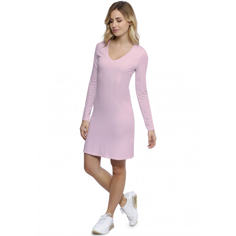 Robe col V doublée devant manches longues en modal SYLVIA20 Robe col V doublée devant manches longues en modal SYLVIA20
