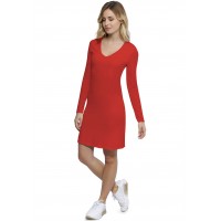Robe col V doublée devant manches longues en modal SYLVIA20