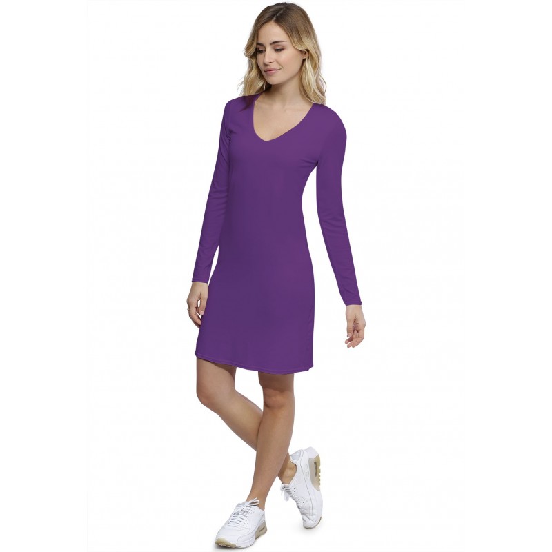 Robe col V doublée devant manches longues en modal SYLVIA20 Robe col V doublée devant manches longues en modal SYLVIA20