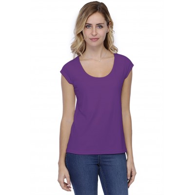 T-shirt coupe droite col rond doublé devant manches capes BIKI02